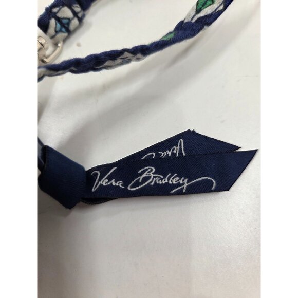 Vera Bradley quilted cotton wristlet wallet navy blue green small zip around - Picture 3 of 6